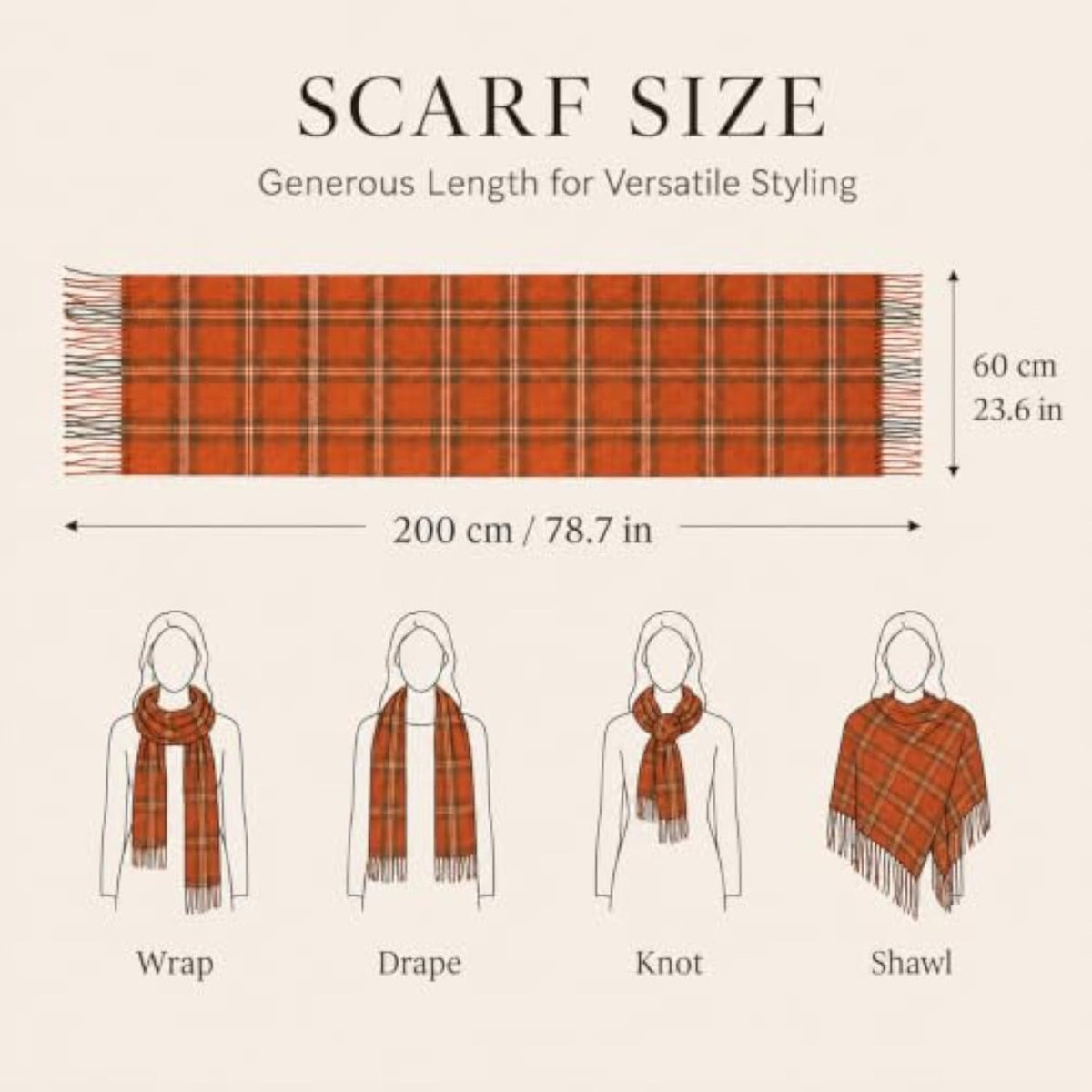 TITAKING Oversized Plaid Fall Winter Scarf