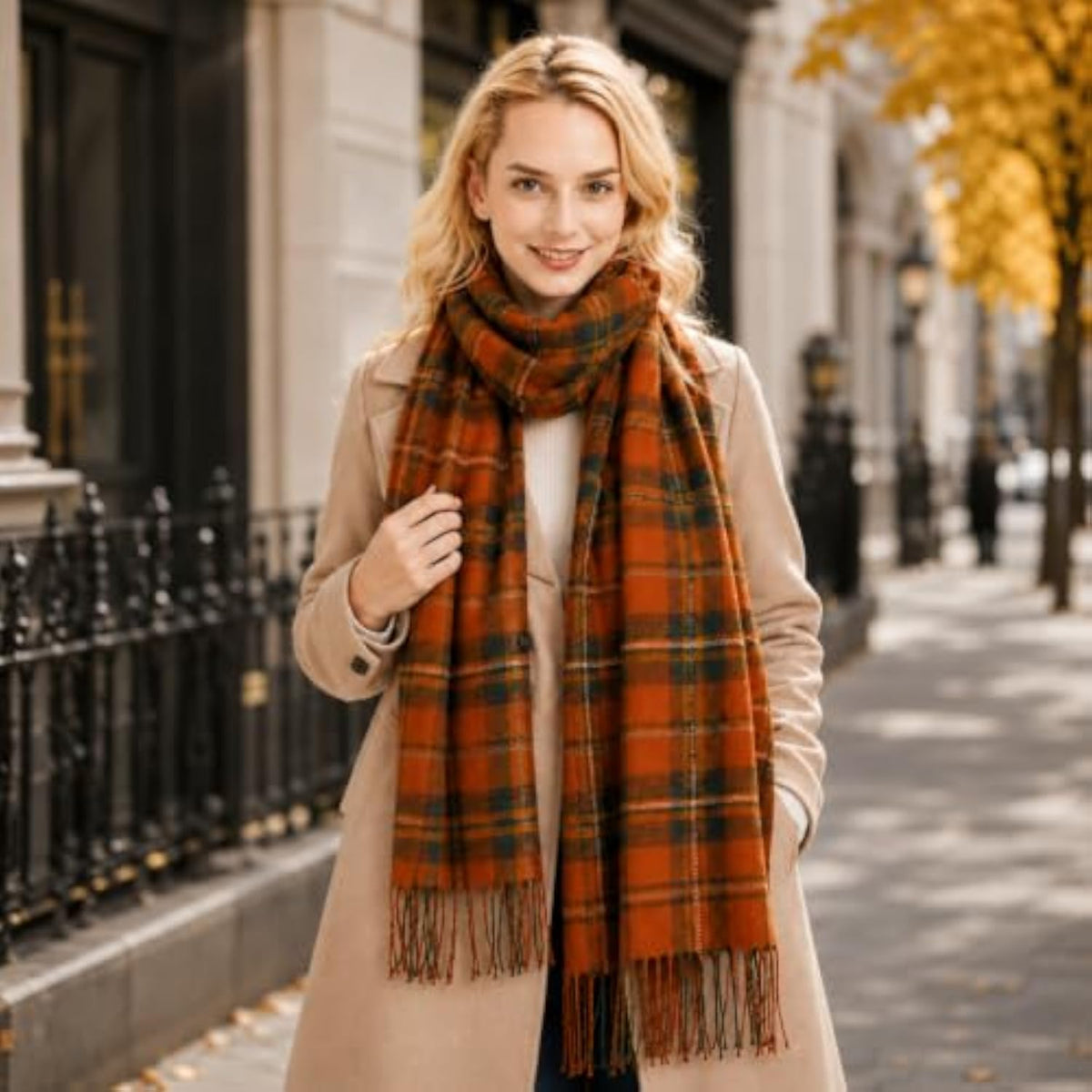 TITAKING Oversized Plaid Fall Winter Scarf