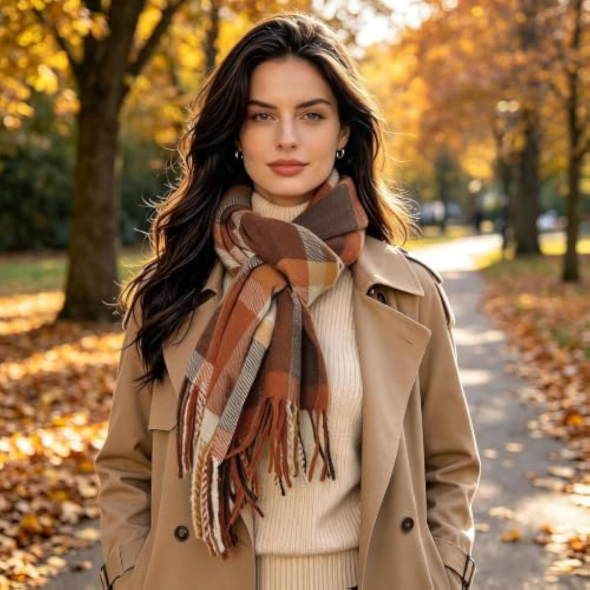 TITAKING Winter Scarf for Women Plaid Blanket Scarf Warm Shawl Wraps Scarves Gifts