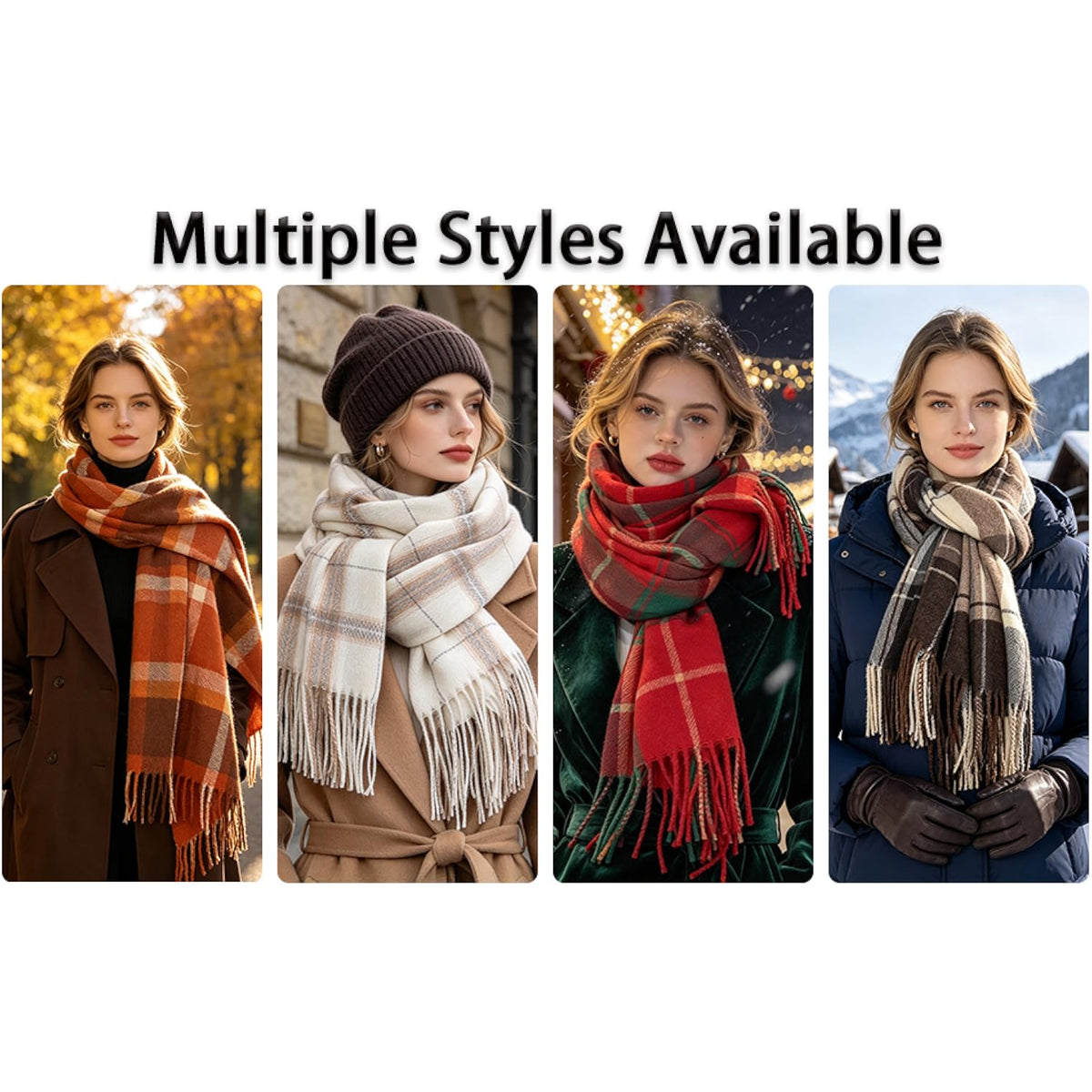 TITAKING Winter Scarf for Women Plaid Blanket Scarf Warm Shawl Wraps Scarves Gifts