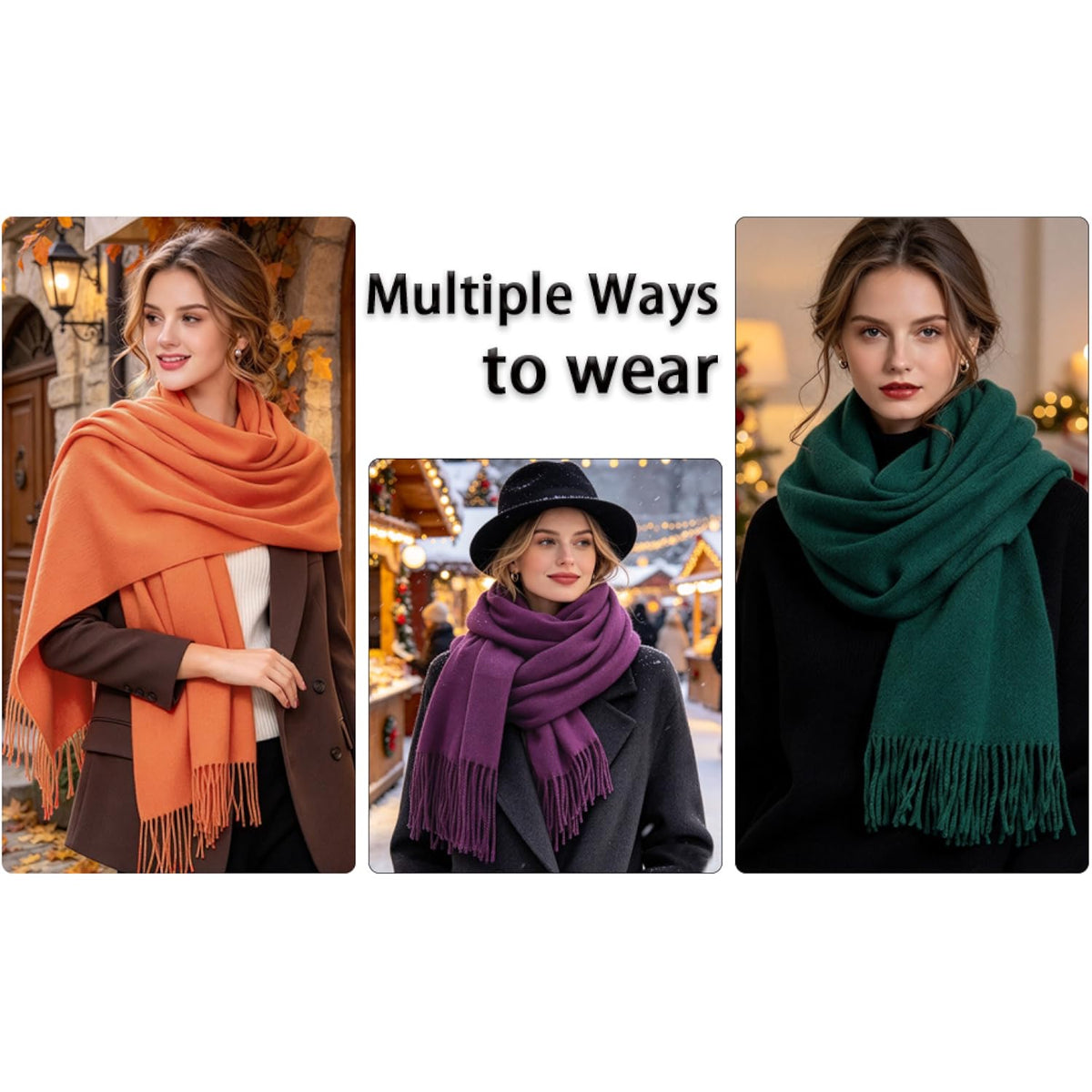 TITAKING Winter Scarf for Women Warm Shawls Wraps Long Blanket Scarf with Tassels